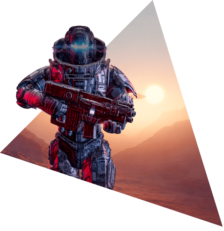 3D illustration of science fiction military robot warrior
